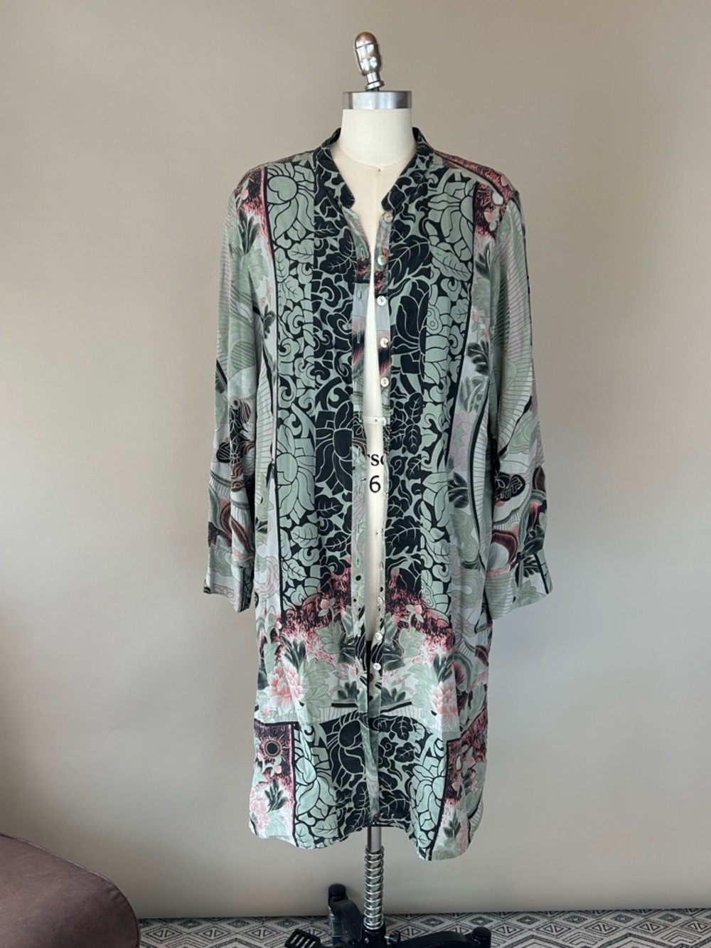 Citron Santa Monica 100% Silk Geisha Asian Kimono Robe Jacket Sz 1X
